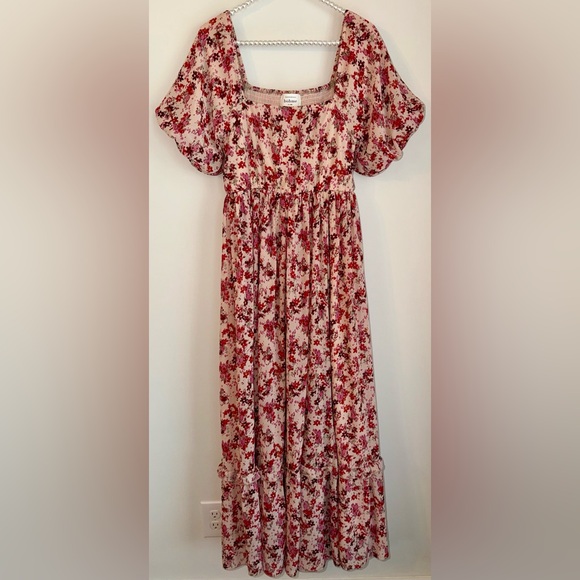 🌸 Böhme Floral Smocked Tiered Maxi Dress - Puff Sleeve - S - Picture 2 of 16